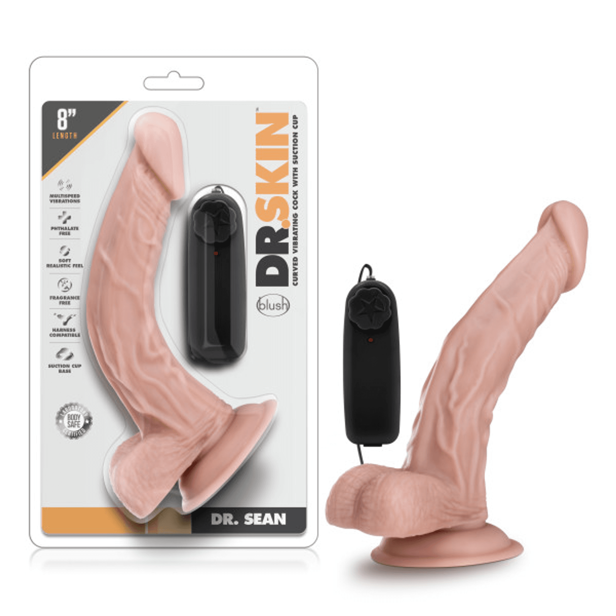 DR SKIN DR SEAN 8IN VIBRATING COCK W/ SUCTION CUP VANILLA