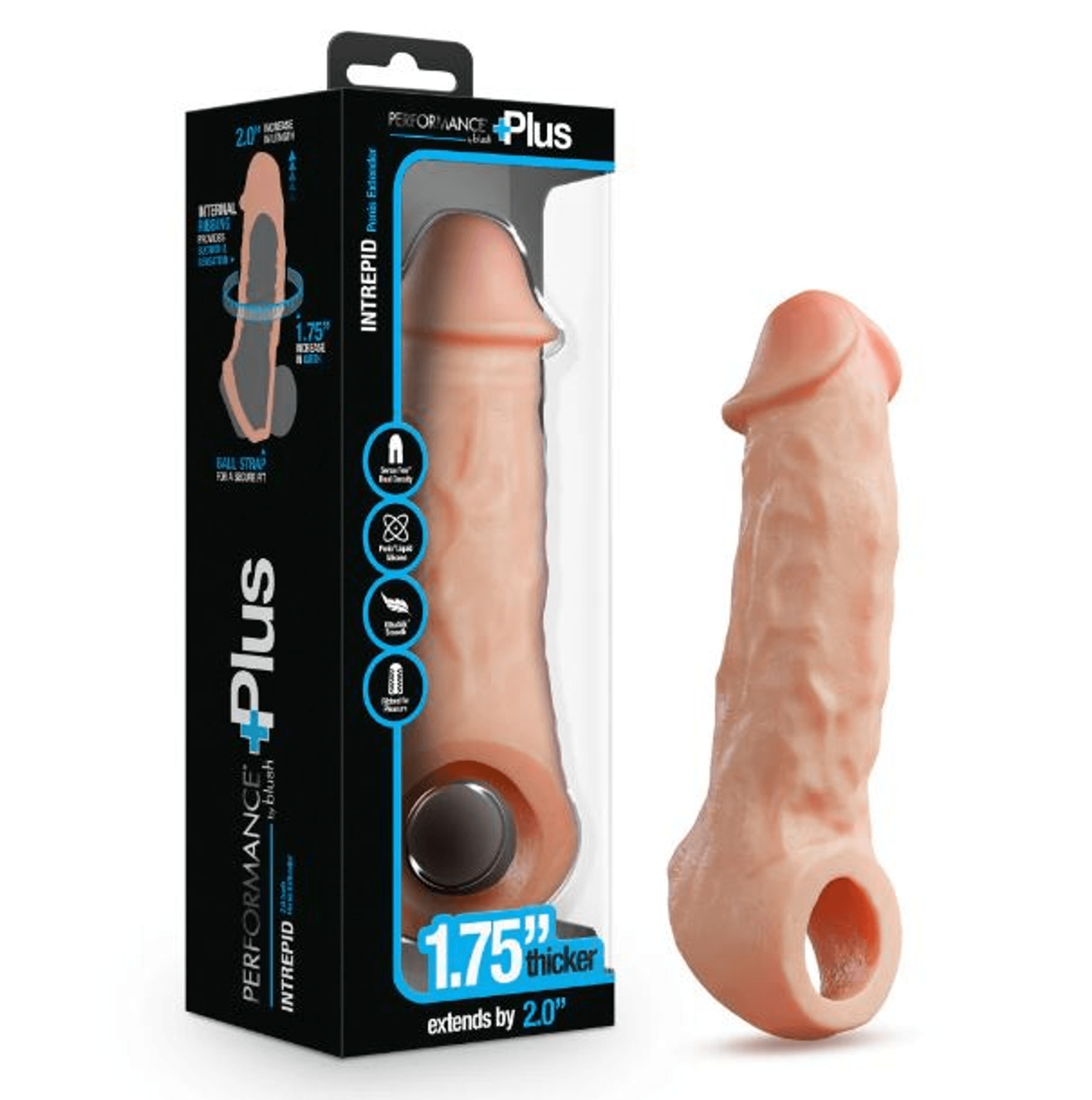 PERFORMANCE PLUS INTREPID 2IN SILICONE PENIS XTENDER BEIGE