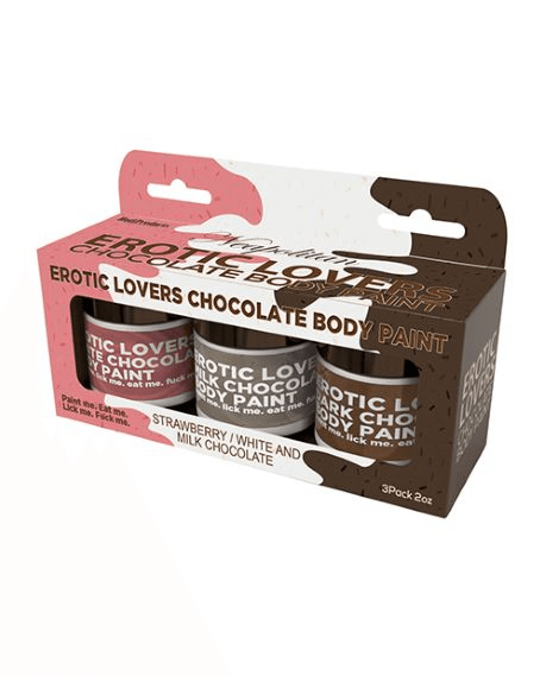 EROTIC CHOCOLATE BODY PAINTS WHITE MILK & STRAWBERRY