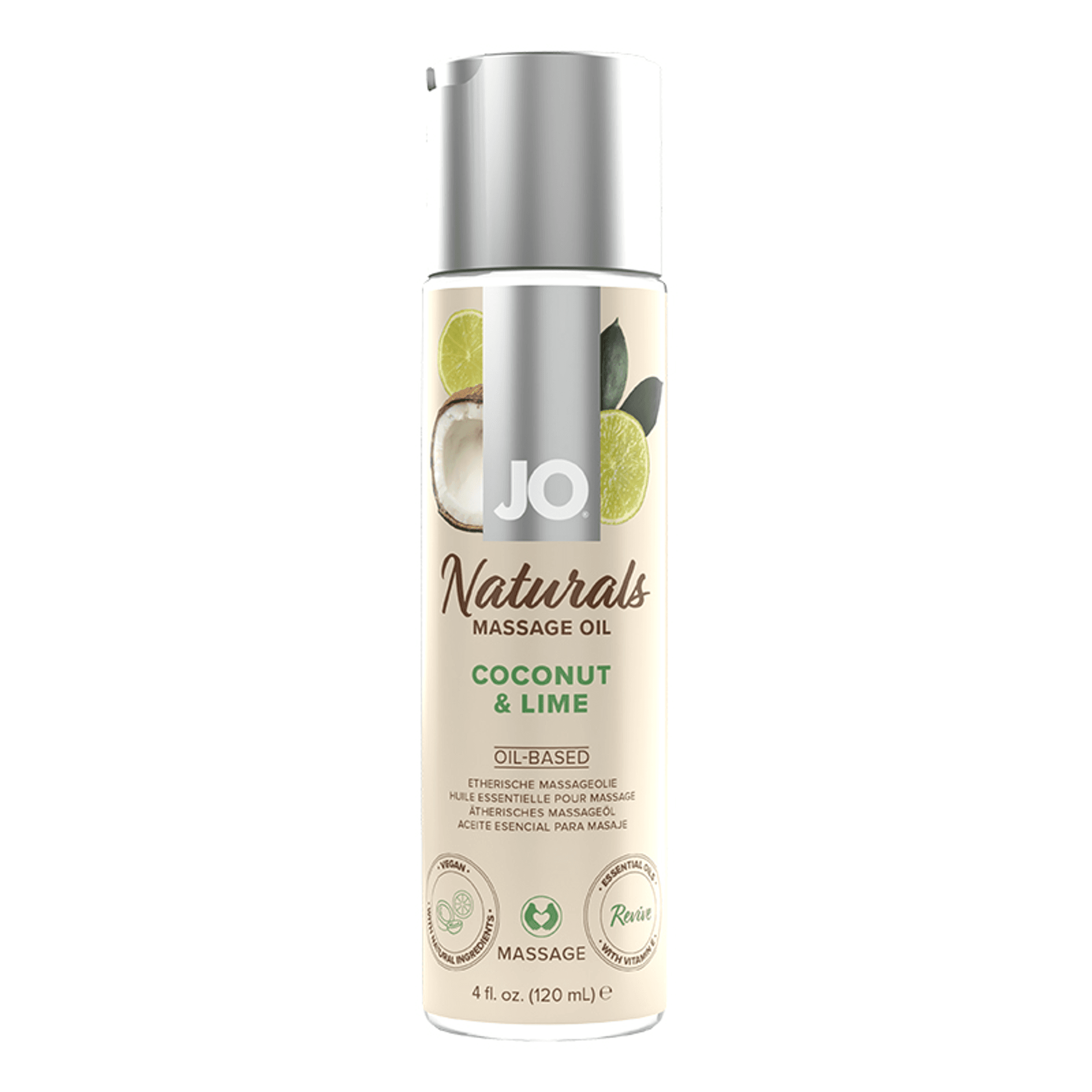 JO NATURALS MASSAGE OIL COCONUT & LIME 4 OZ