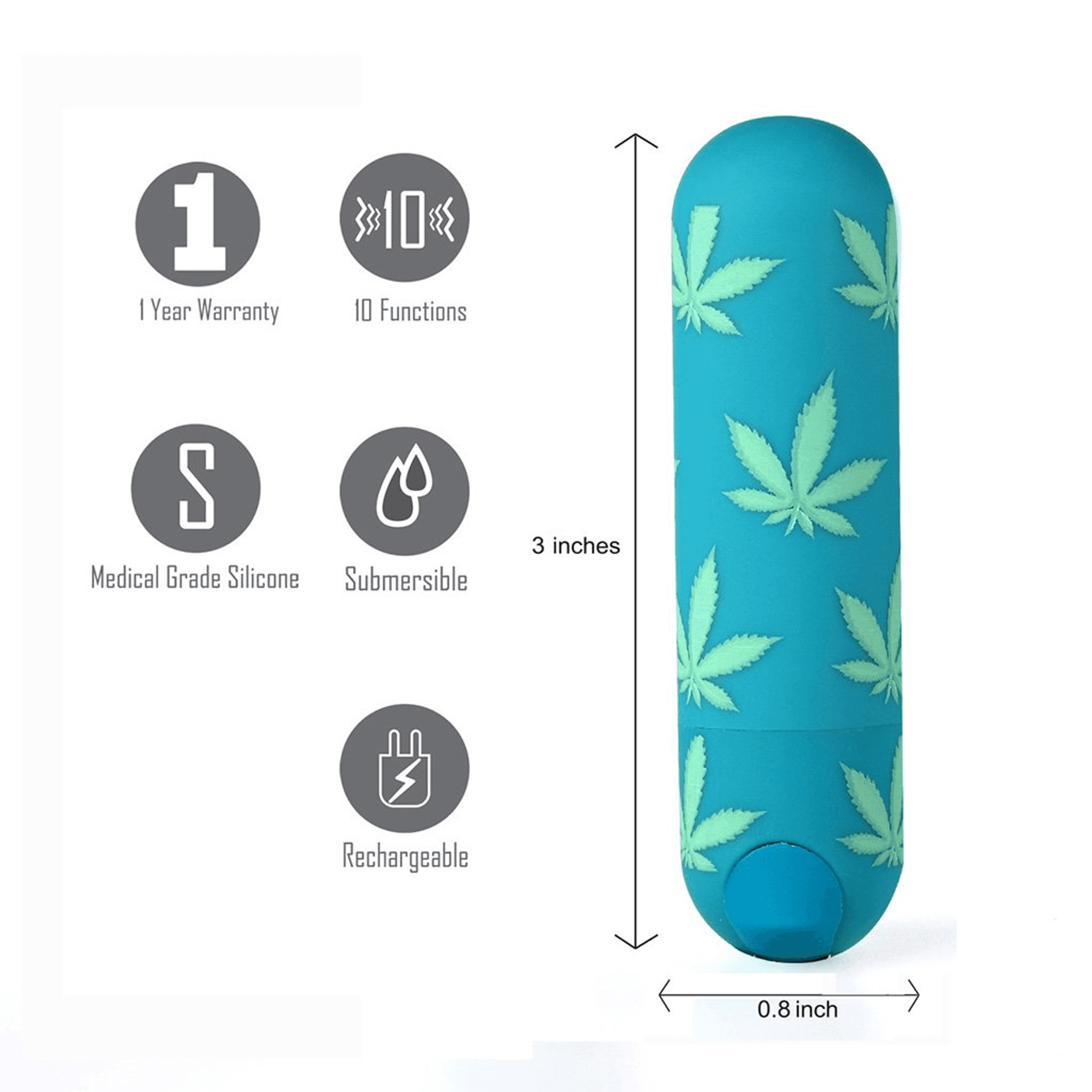 JESSI 420 10 FUNCTION MINI RECHARGEABLE BULLET EMERALD