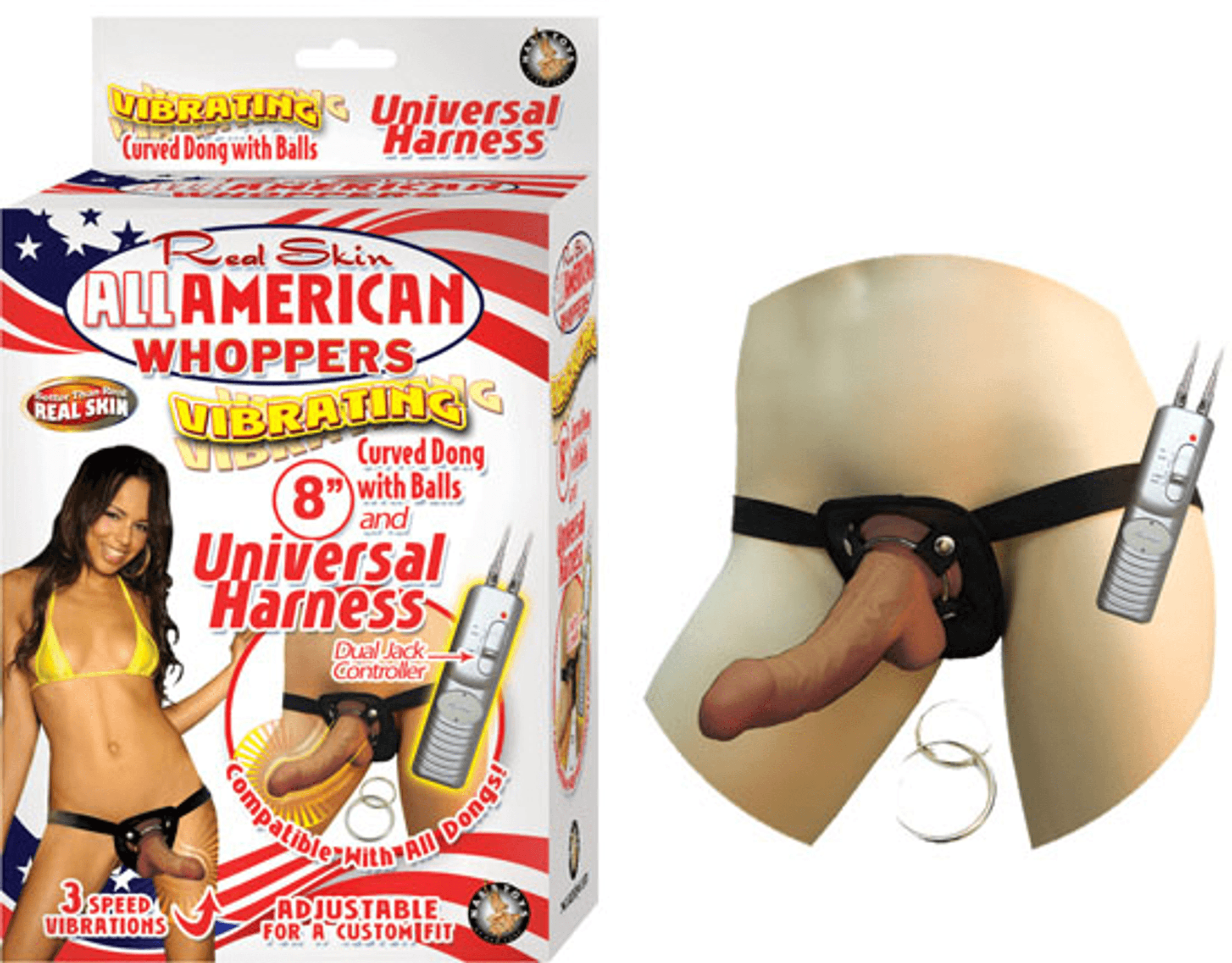 LATIN AMERICAN WHOPPERS 8IN DONG VIBRATING W/HARNESS