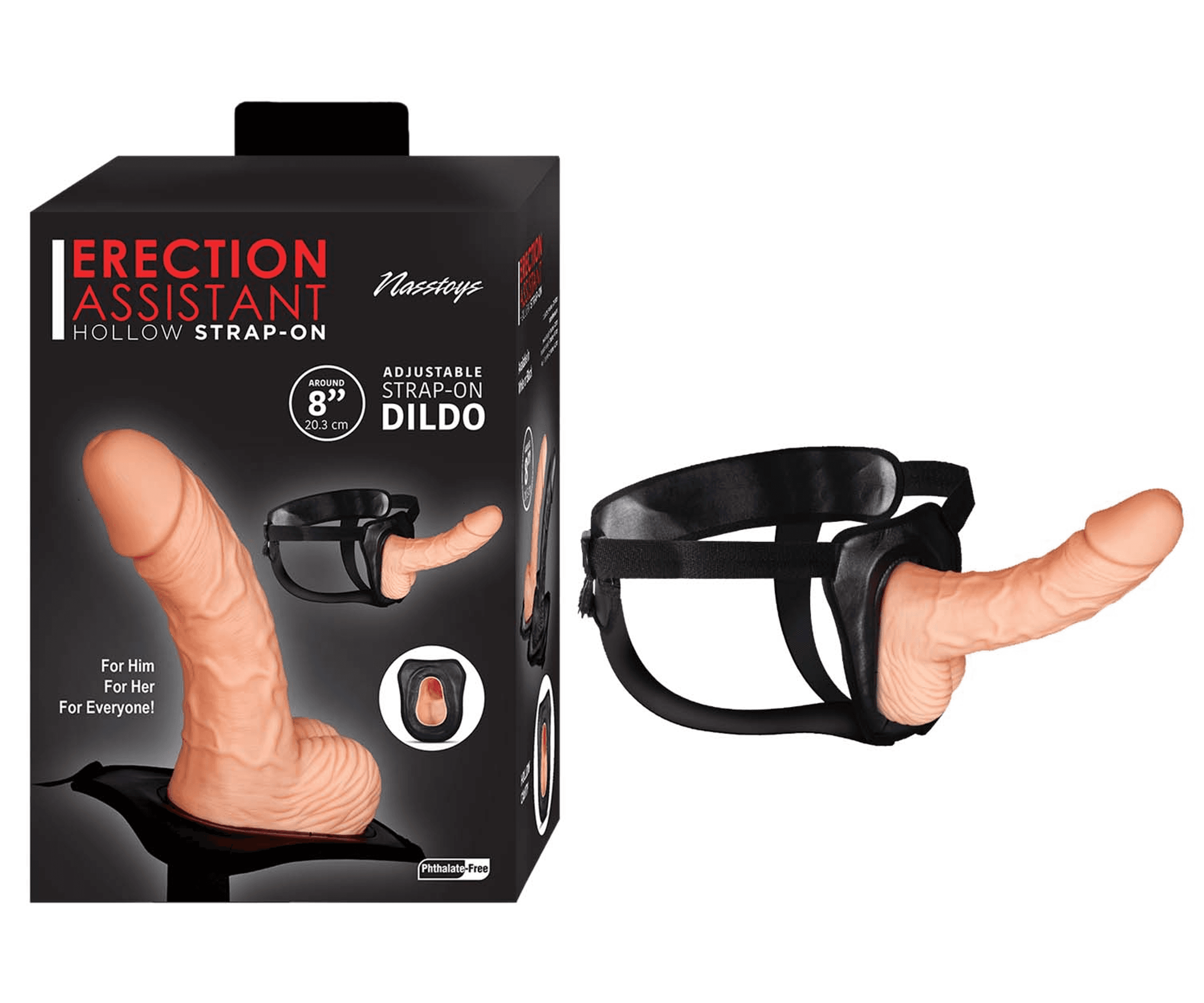 ERECTION ASSISTANT HOLLOW STRAP-ON 8IN WHITE