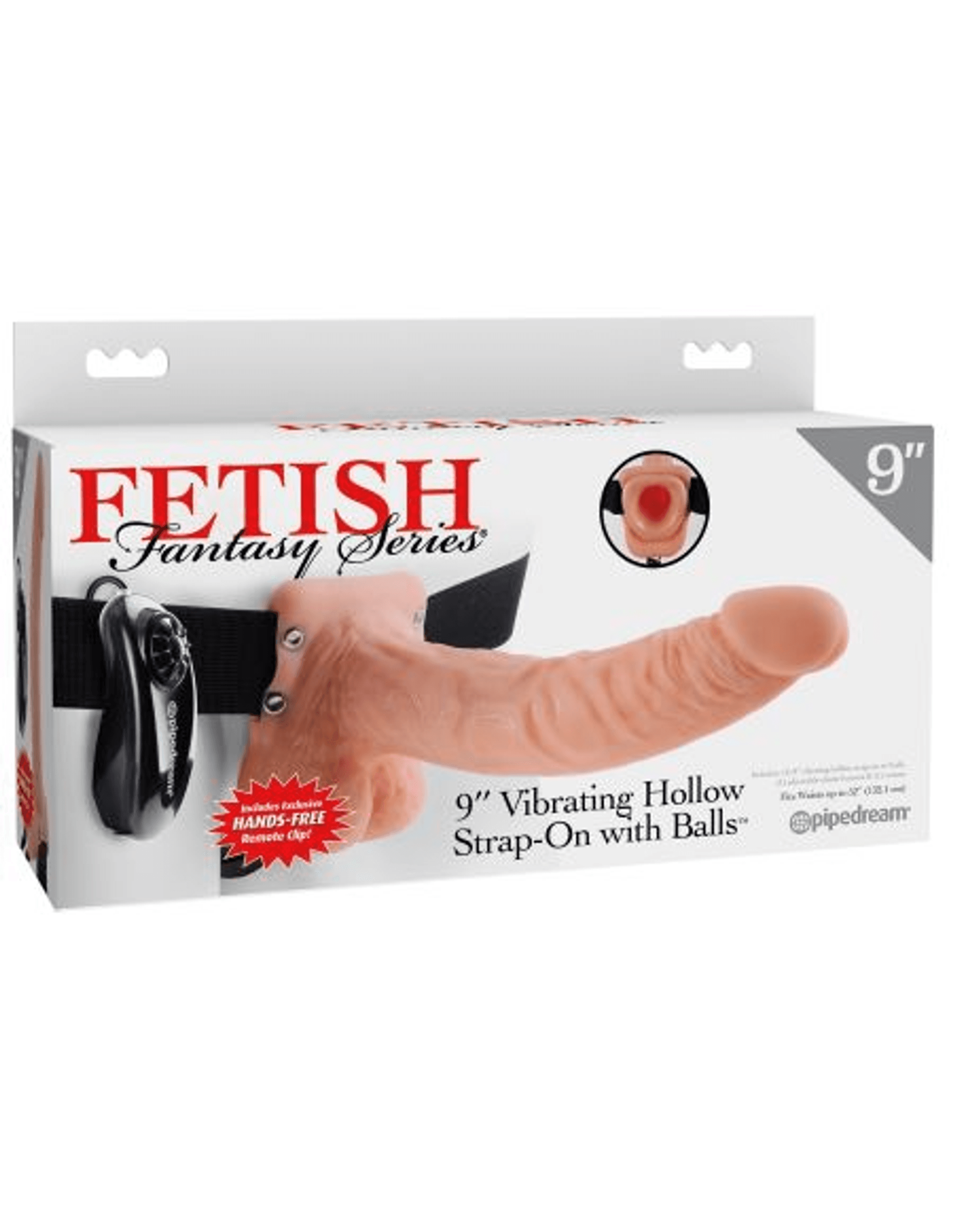 Explore FETISH FANTASY 9 VIBRATING HOLLOW STRAP ON W/BALLS FLESH "