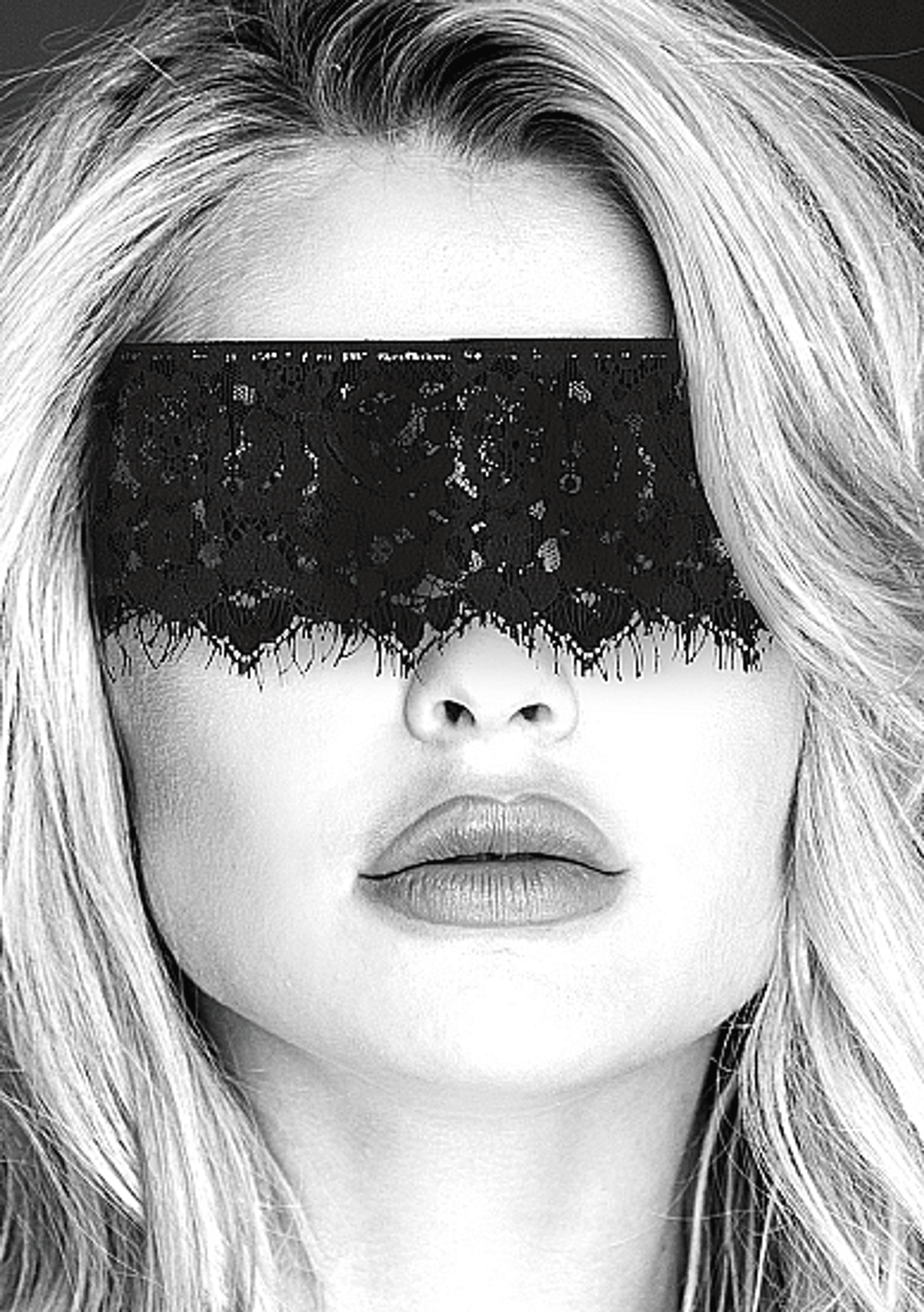 B&W LACE MASK WITH ELASTIC STRAP