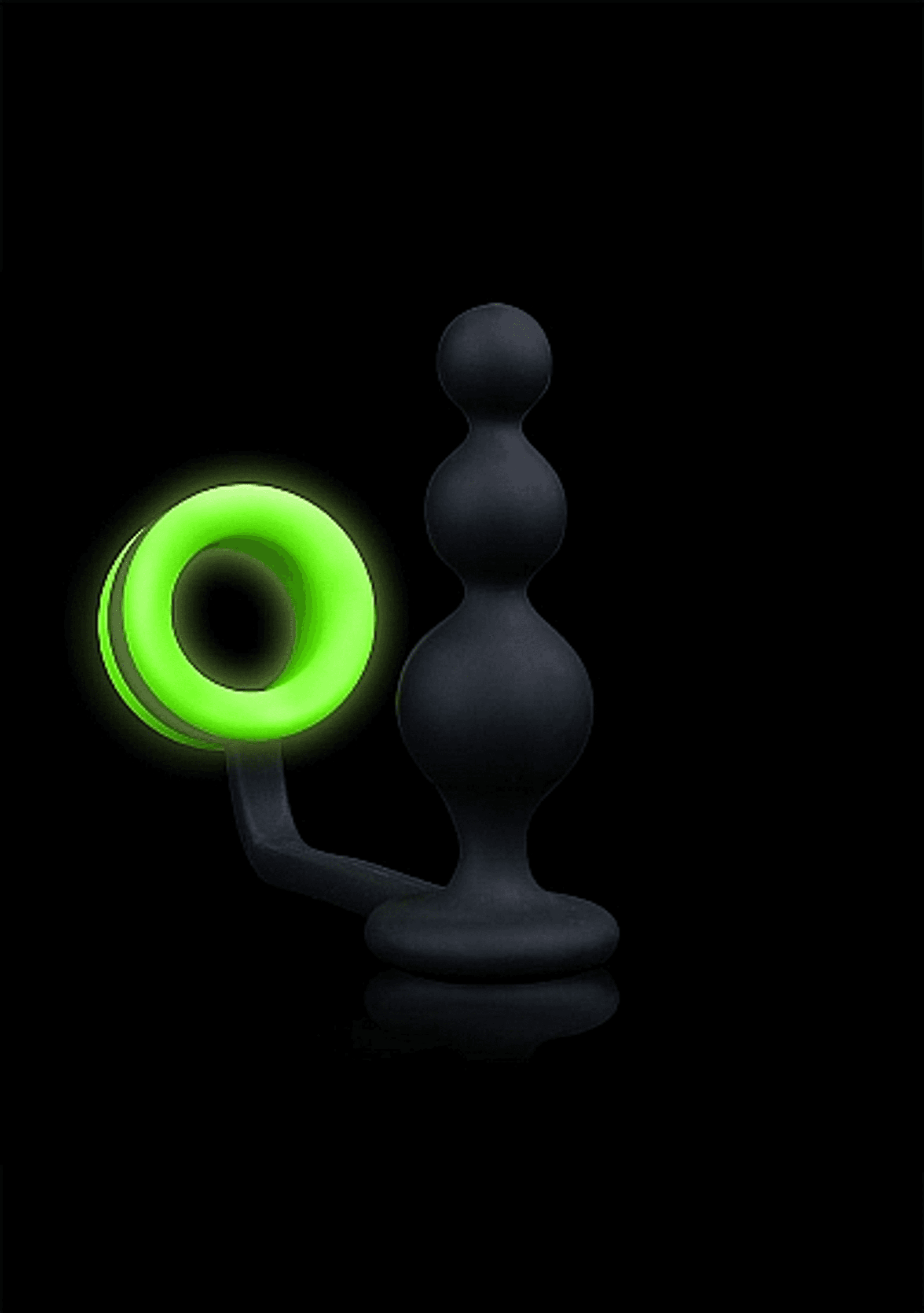 GLOW BEADS BUTT PLUG W/ COCK RING GLOW IN THE DARK