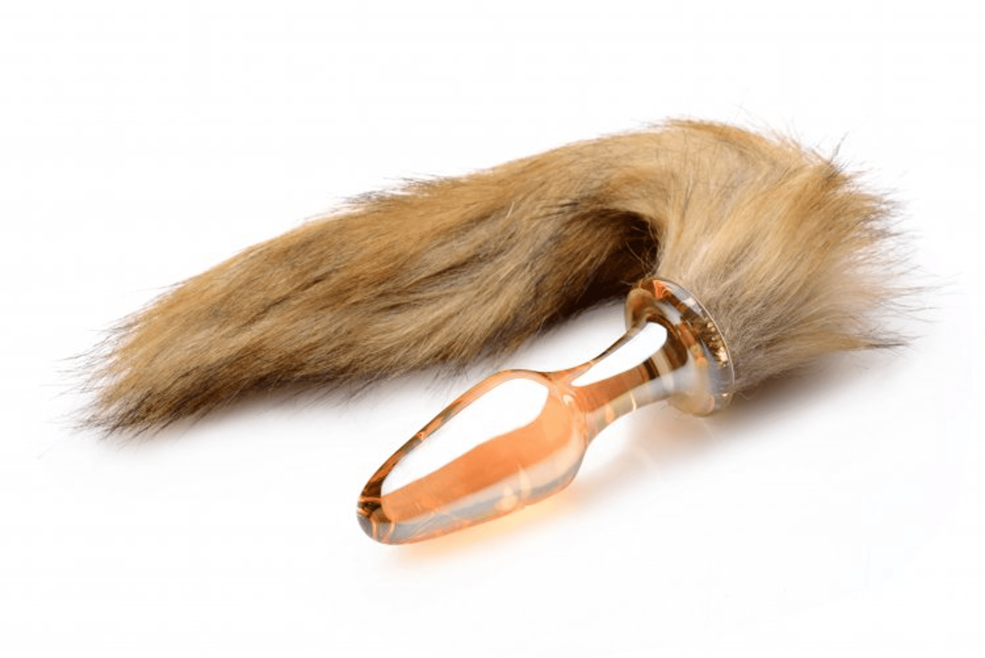 FRISKY ORANGE GLASS BUTT PLUG W/FOX TAIL