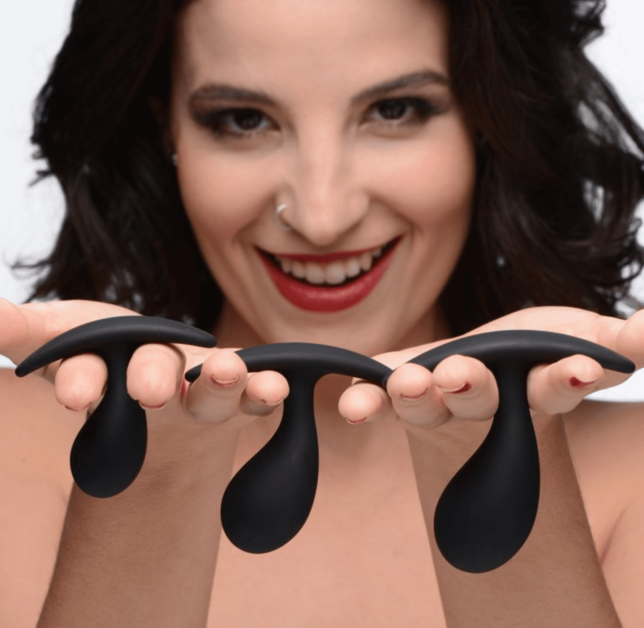 MASTER SERIES DARK DROPLETS 3PC CURVED ANAL TRAINER SET